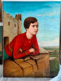 grande dipinto olio antico ritratto 