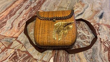 Zaino in paglia da spiaggia con pesciolino