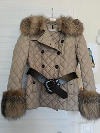 Piumino Moncler Donna Beige con Pelliccia taglia M