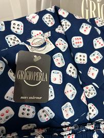 Pigiama Uomo Dadi fondo blu cotone Grigioperla tg4