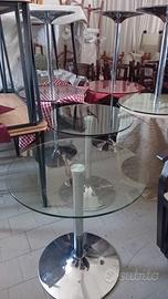 8 tavoli base acciaio inox piano in cristallo 