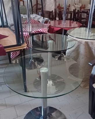 8 tavoli base acciaio inox piano in cristallo 
