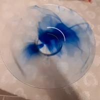 CENTRO TAVOLA IN VETRO SCREZIATO BLU NUOVO