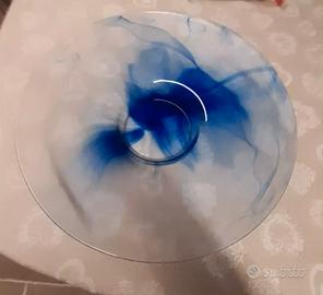 CENTRO TAVOLA IN VETRO SCREZIATO BLU NUOVO