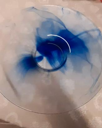 CENTRO TAVOLA IN VETRO SCREZIATO BLU NUOVO