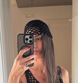  cappello a rete realizzato ad uncinetto crochet 