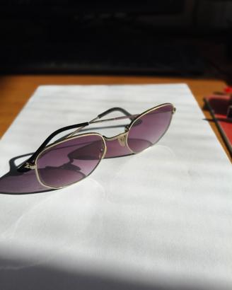 Occhiali da sole vintage stile Y2K metallo argento
