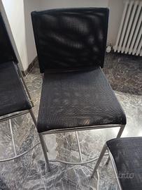 4 sgabelli telaio in acciaio E SEDUTA IN RETE