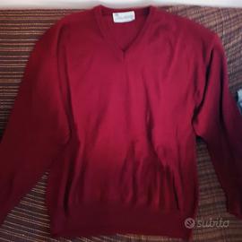 Maglione Lana Merinos collo V bordeaux mis. L Usat