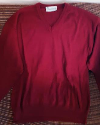 Maglione Lana Merinos collo V bordeaux mis. L Usat