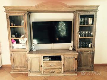 Mobile tv in legno massello anticato