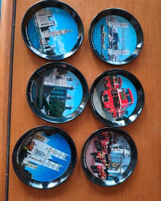 Set 6 PZ sottobicchieri metallo Londra