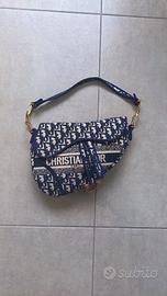 Borsa Dior Saddle - Tessuto Jacquard Oblique Blu