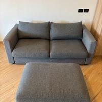 Divano letto con pouf contenitore grigio