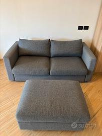 Divano letto con pouf contenitore grigio