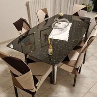 Tavolo in marmo e acciaio estensibile