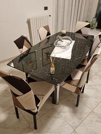 Tavolo in marmo e acciaio estensibile