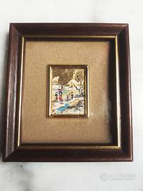 Quadretto miniatura firmato oro zecchino vintage