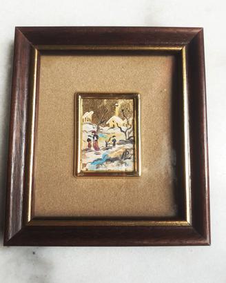 Quadretto miniatura firmato oro zecchino vintage