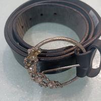 cintura vera pelle nera nuova 