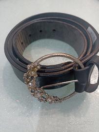 cintura vera pelle nera nuova 