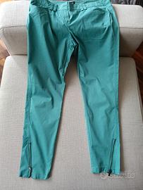 pantaloni colore ciano in cotone