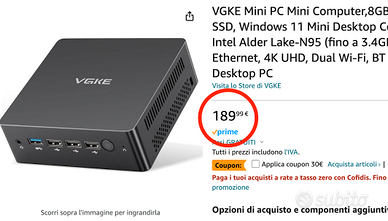 mini PC 8GB DDR4, 256GB SSD CPU Intel