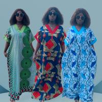 Kaftan Elegante – Rosso, Verde e Blu  Taglia Unica