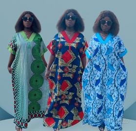 Kaftan Elegante – Rosso, Verde e Blu  Taglia Unica