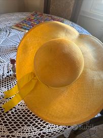 cappello paglia tesa larga giallo da cerimonia