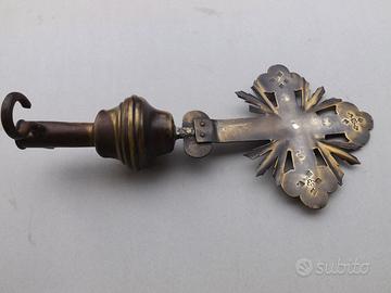 ANTICO PUNTALE BANDIERA DA PROCESSIONE 1800