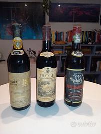 3 bottiglie vino 1974/1975/1976