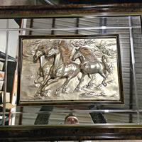 Quadro opera d'arte scultura cavalli in argento