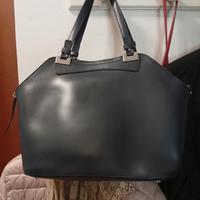 borsa in vera pelle blù scuro 