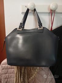 borsa in vera pelle blù scuro 