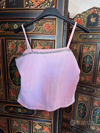 Top rosa pastello con strass / brillantini