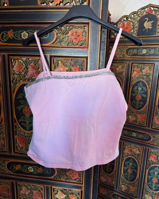 Top rosa pastello con strass / brillantini