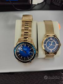 coppia orologi oro e blu nuovi mai usati
