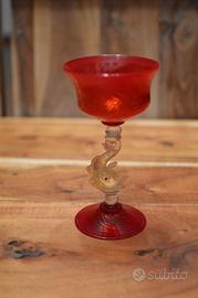 Bicchiere in vetro di Murano rosso