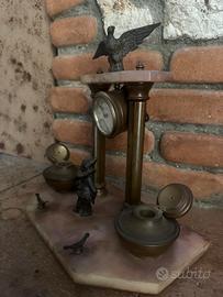 Set scrivania antico calamaio orologio alabastro