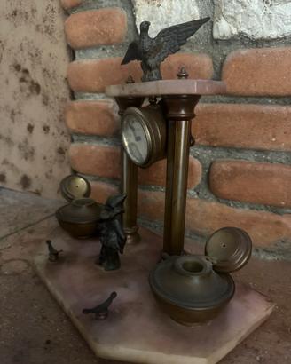 Set scrivania antico calamaio orologio alabastro