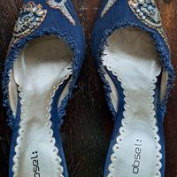 Scarpe sabot donna decoltè in stoffa. Taglia 35