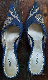 Scarpe sabot donna decoltè in stoffa. Taglia 35