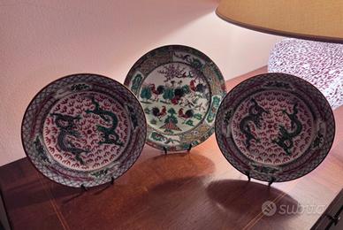 Set 3 Piatti Porcellana Cinese Vintage