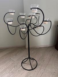 Candelabro da terra, ferro battuto con coppe vetro