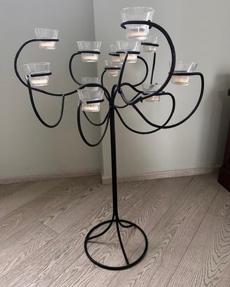 Candelabro da terra, ferro battuto con coppe vetro