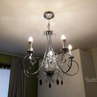 Lampadario moderno cromato 5 bracci led
