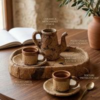 Set Caffè Ceramica e Sughero Wabi-Sabi Design 
