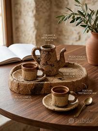 Set Caffè Ceramica e Sughero Wabi-Sabi Design 