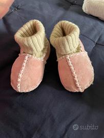 Scarpette rosa da neonata in pelle